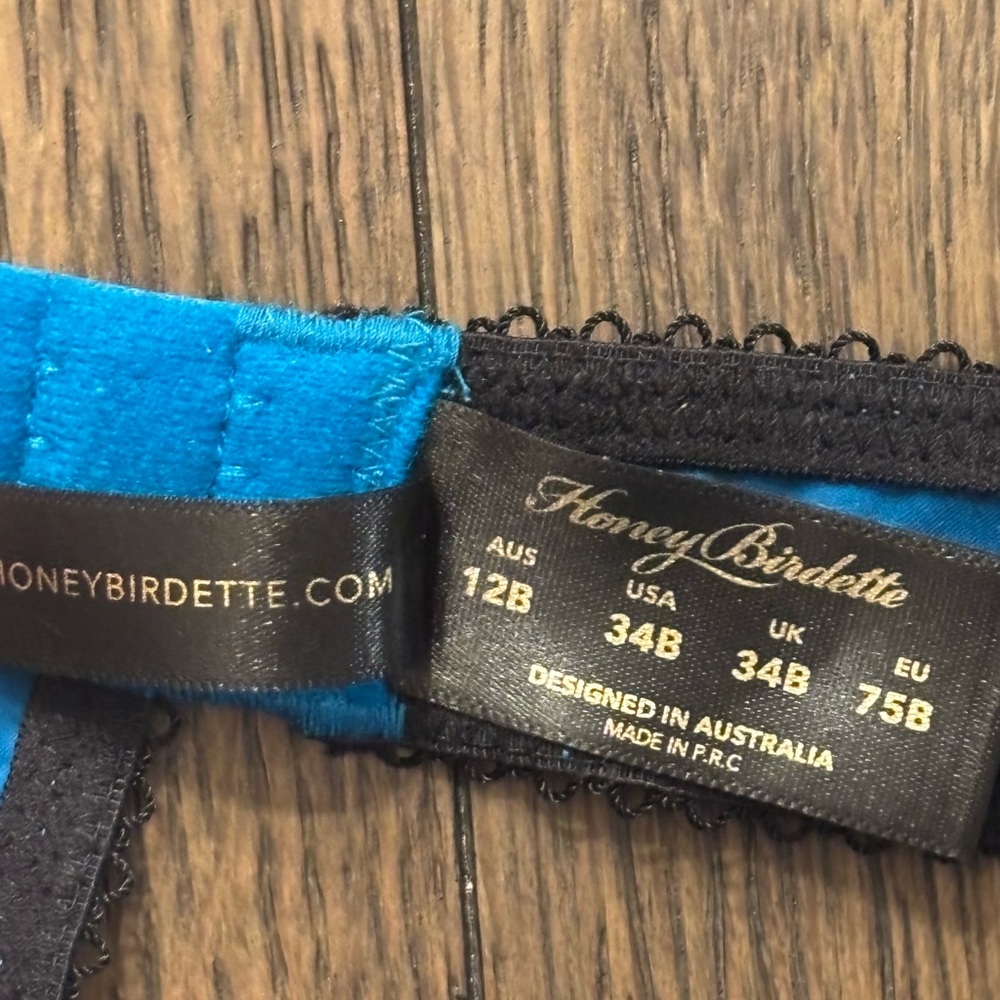Honey Birdette Sassy K 34B M S Blue Lace Bra Set - Picture 6 of 9